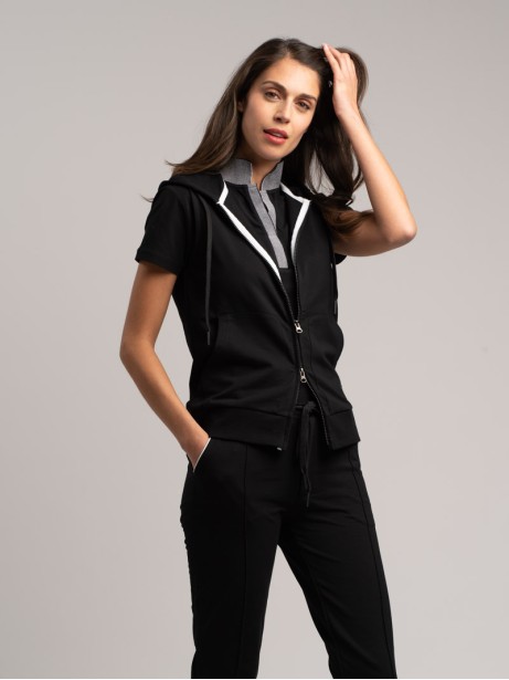 Gilet donna in felpa stretch con cappuccio