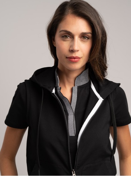 Gilet donna in felpa stretch con cappuccio 2