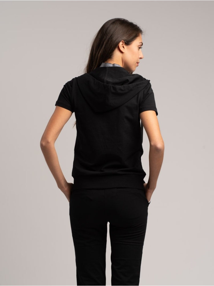 Gilet donna in felpa stretch con cappuccio