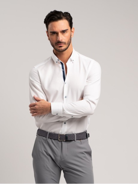 Camicia uomo tinta unita realizzata in cotone armaturato 2