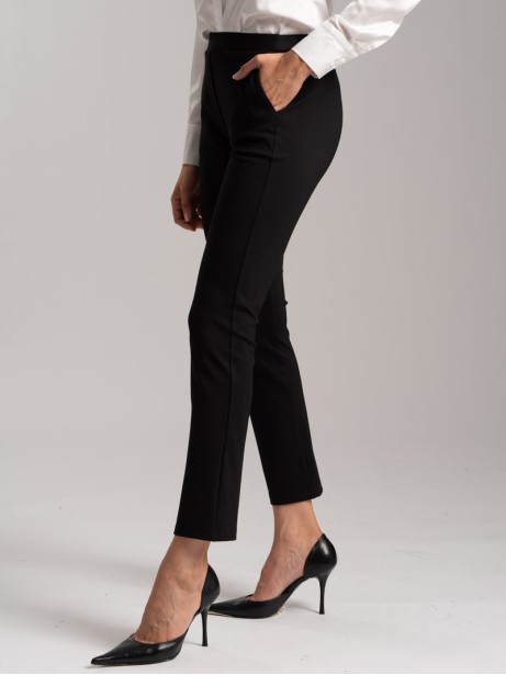 Pantaloni donna tinta unita in tessuto punto milano