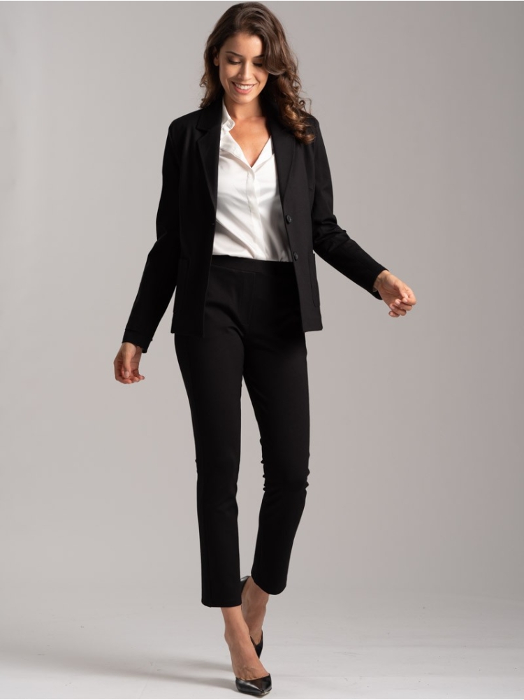 Pantaloni donna tinta unita in tessuto punto milano