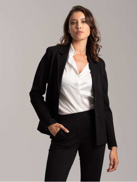 Giacca donna tinta unita in tessuto punto milano