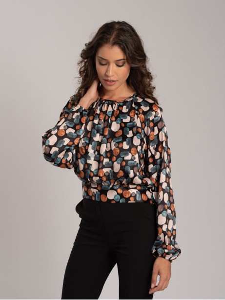 Camicia donna fantasia in tessuto satin stampato