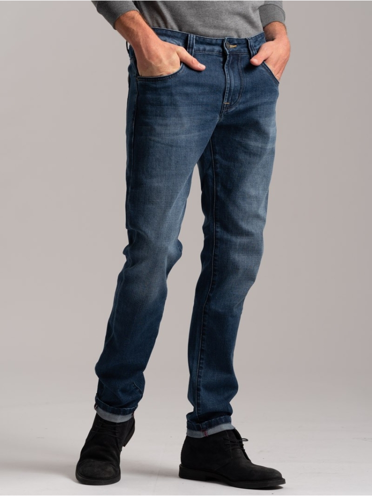 Jeans uomo stretch 5 tasche Denim medio