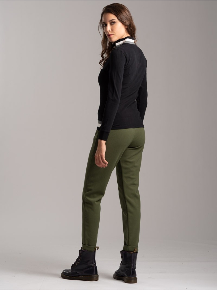 Polo donna jersey stretch con collo e fondo Rib