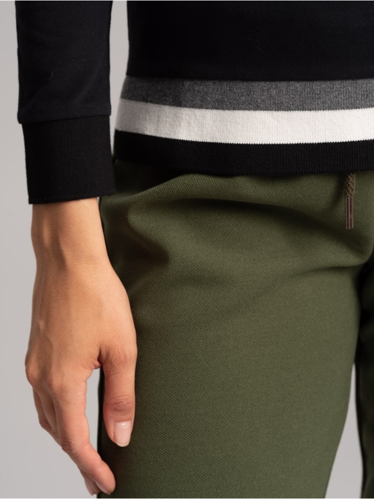 Polo donna jersey stretch con collo e fondo Rib