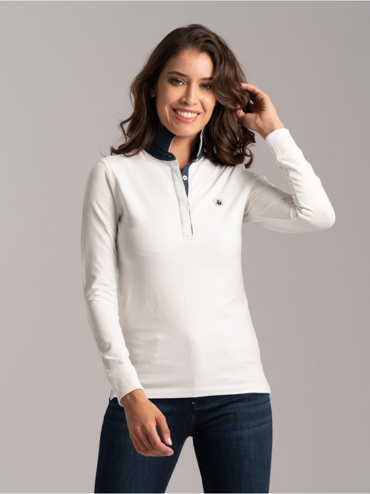 Polo donna jersey stretch con lunetta interno collo