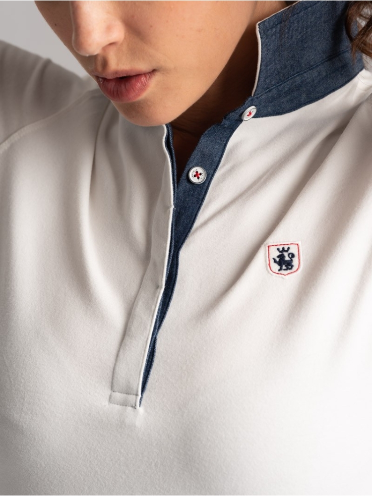 Polo donna jersey stretch con lunetta interno collo