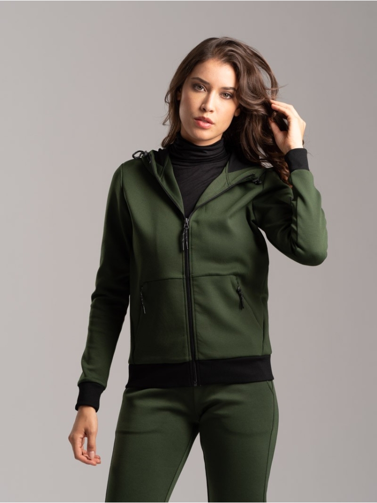 Felpa donna TECNO con cappuccio con zip invisibili