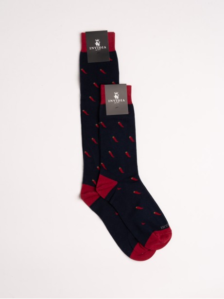 Calze uomo con micro disegno cornetto portafortuna