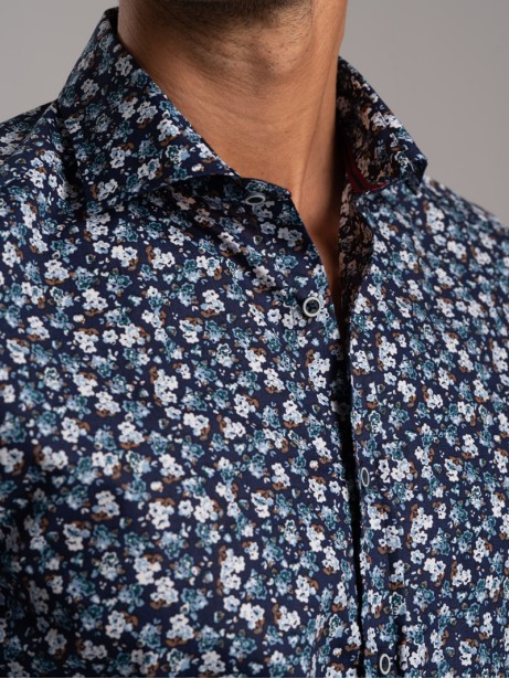 Camicia uomo fantasia stampa floreale in tessuto popeline 2
