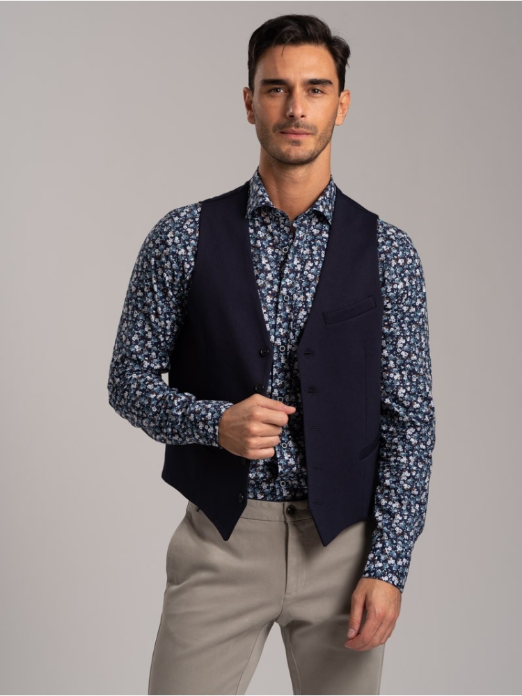 Camicia uomo fantasia stampa floreale in tessuto popeline