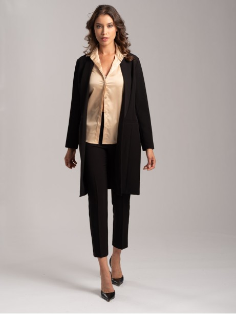 Spolverino donna con revers effetto smoking