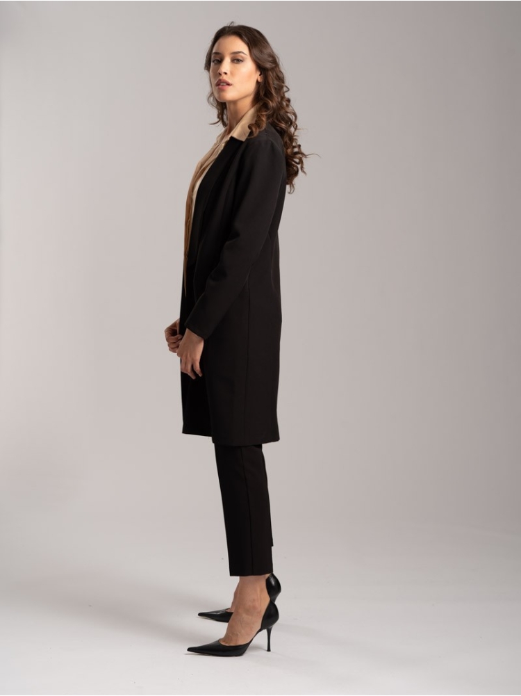 Spolverino donna con revers effetto smoking