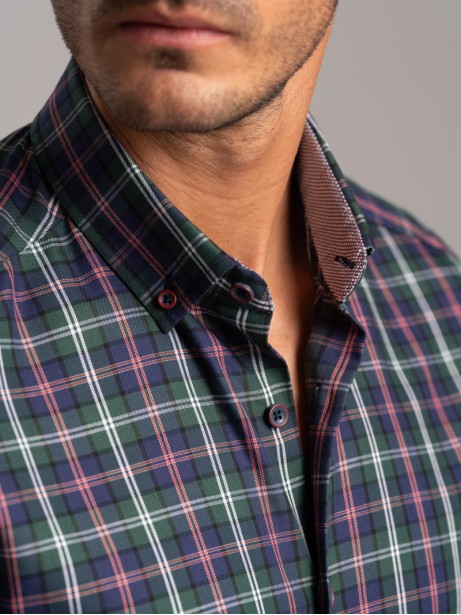 Camicia uomo madras multicolor in tessuto twill collo botton down 2