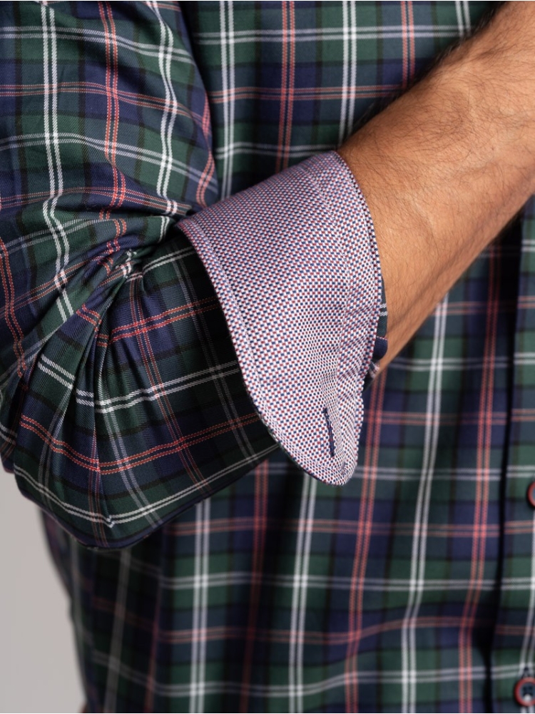 Camicia uomo madras multicolor in tessuto twill collo botton down