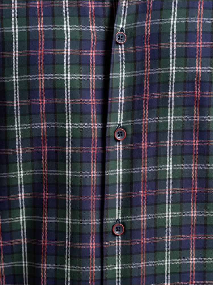 Camicia uomo madras multicolor in tessuto twill collo botton down