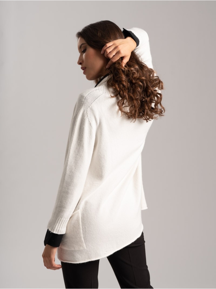 Cardigan donna lungo con tasche in filato di viscosa