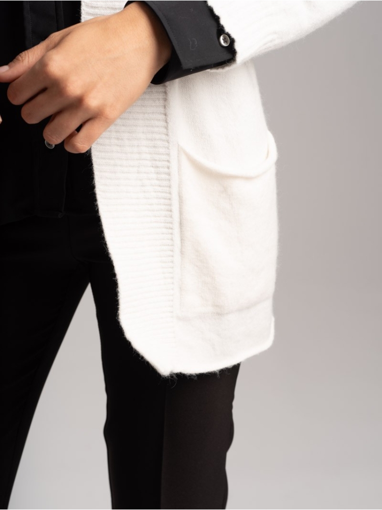 Cardigan donna lungo con tasche in filato di viscosa