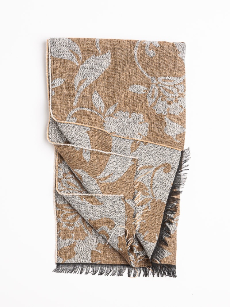 Sciarpa donna disegno floreale con lavorazione in lurex