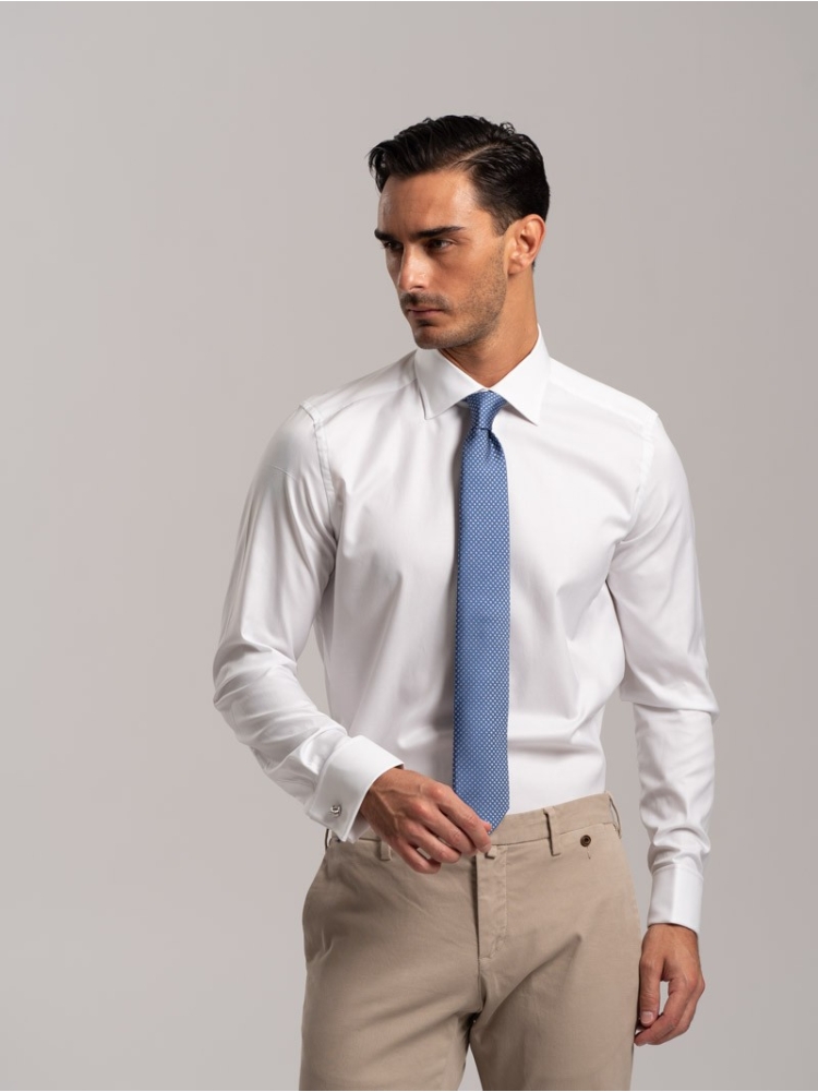 Camicia uomo polso doppio in tessuto...