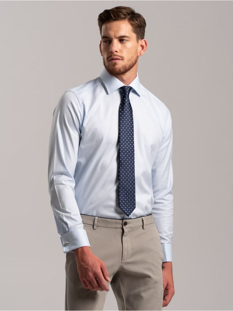 Camicia uomo polso doppio tinta unita...