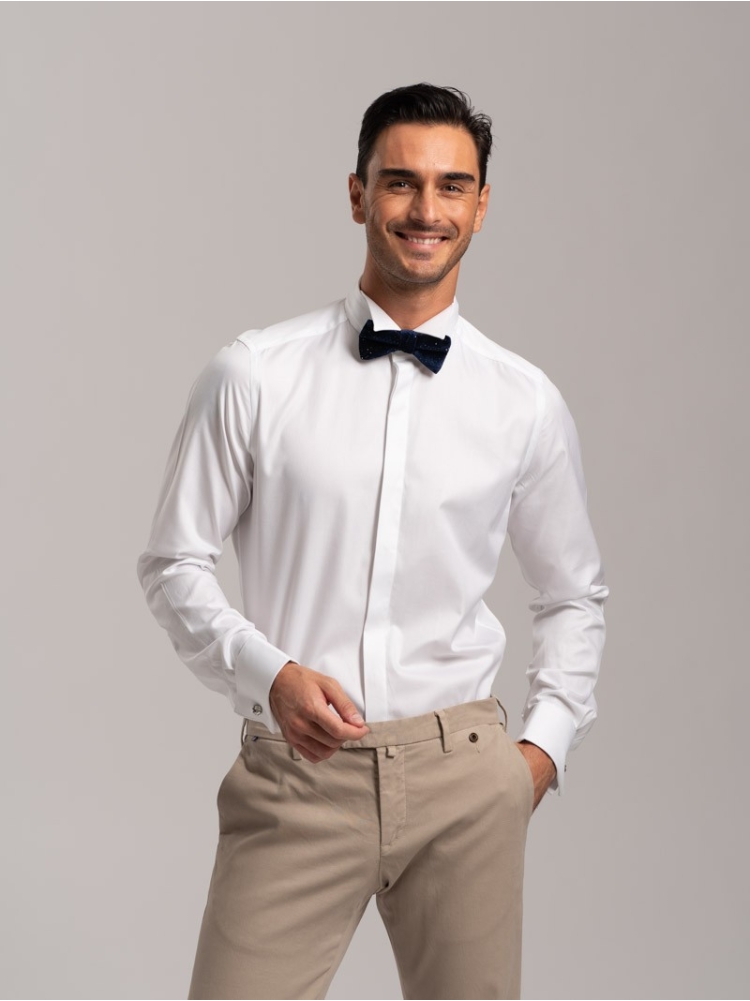 Camicia uomo smoking in tessuto twill...