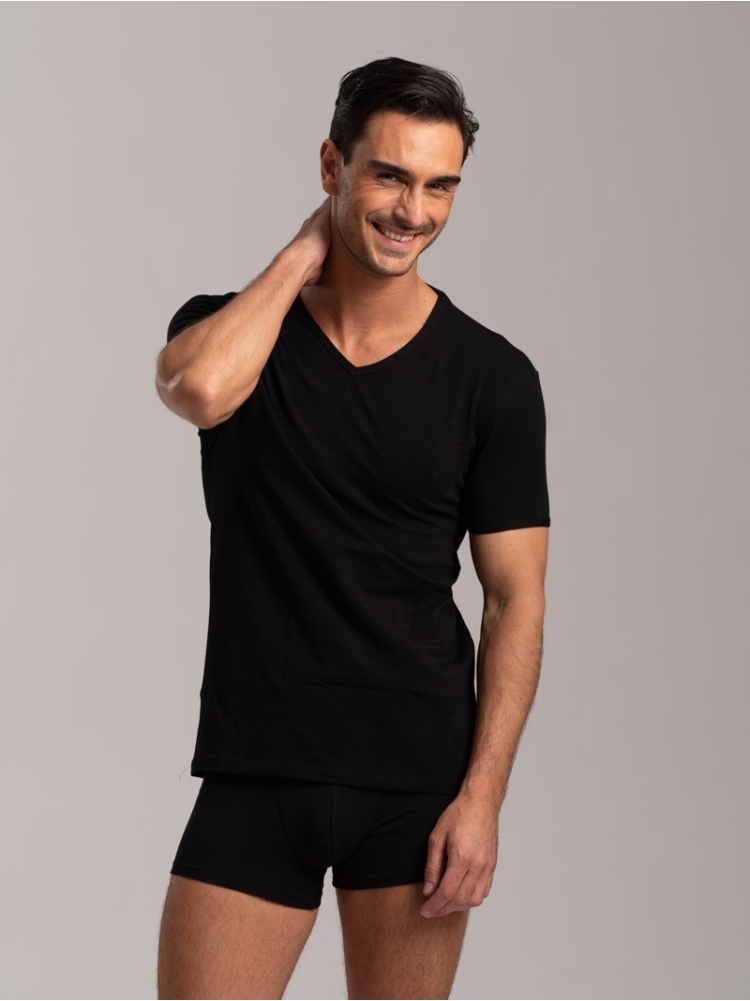 Maglietta scollo V in cotone jersey...