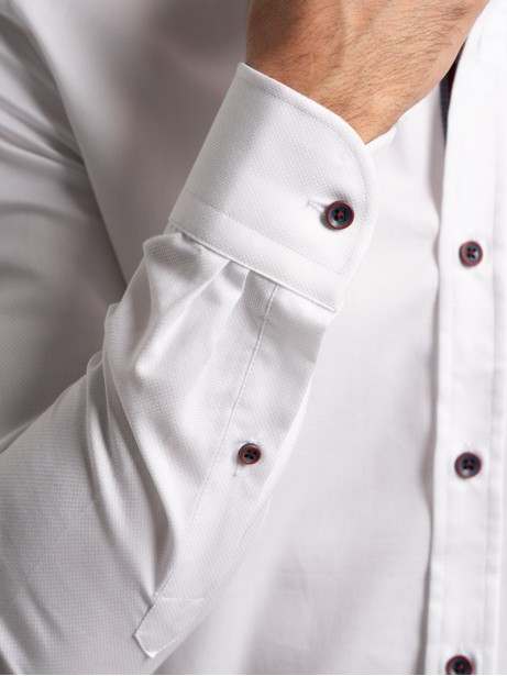 Camicia uomo tinta unita in tessuto armaturato collo botton down 2