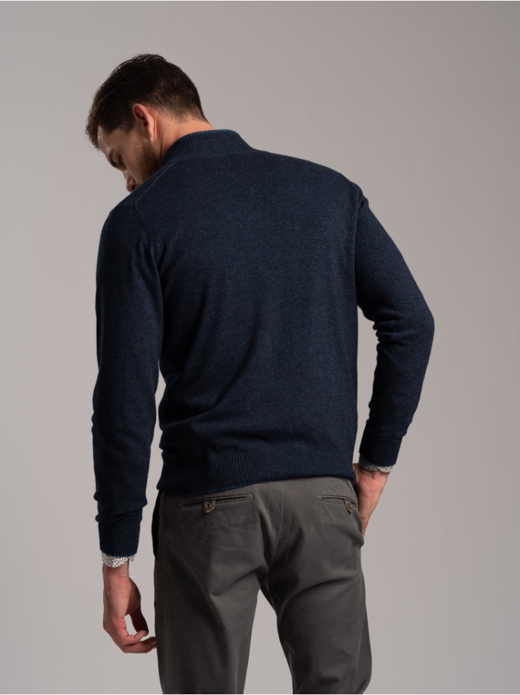 Maglia uomo lupetto misto Cachemire mezza zip