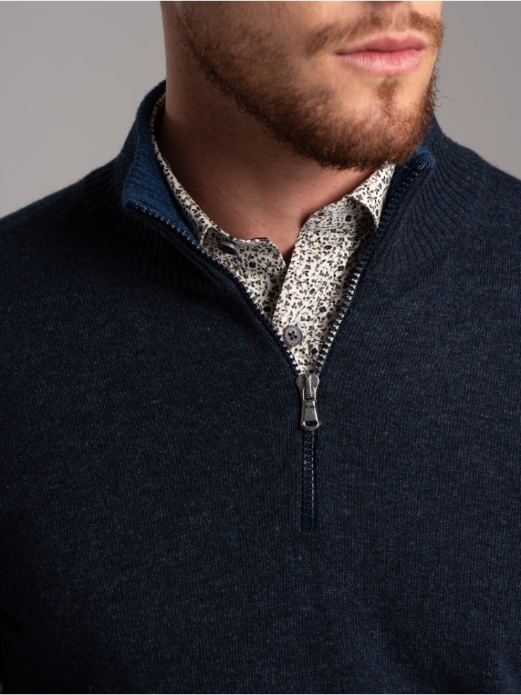 Maglia uomo lupetto misto Cachemire mezza zip