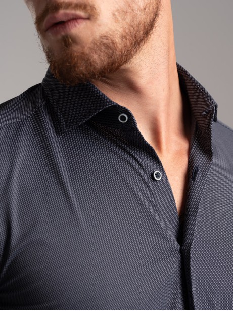 Camicia uomo micro fantasia in tessuto TECNO collo semi francese 2