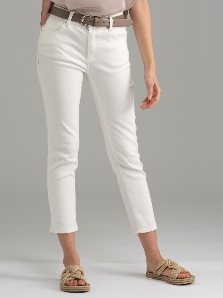 Jeans donna cinque tasche bianco con impunture