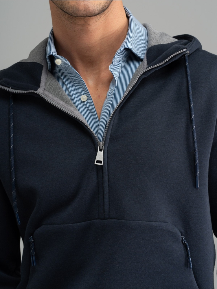 Felpa uomo Scuba con mezza zip e cappuccio