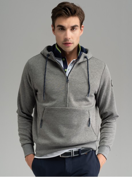 Felpa uomo Scuba con mezza zip e cappuccio
