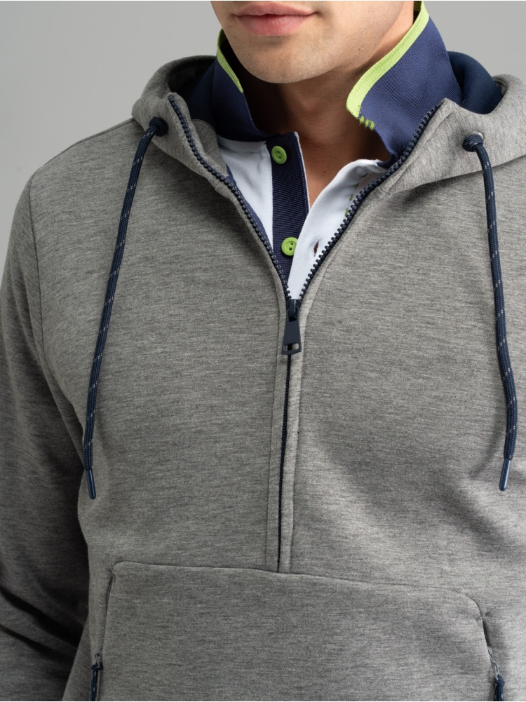 Felpa uomo Scuba con mezza zip e cappuccio