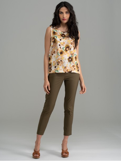 Camicia donna smanicata stampata