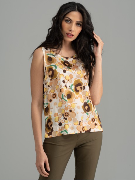 Camicia donna smanicata stampata 2