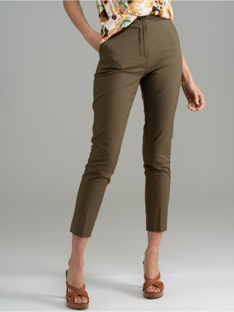 Pantalone donna verde militare a sigaretta