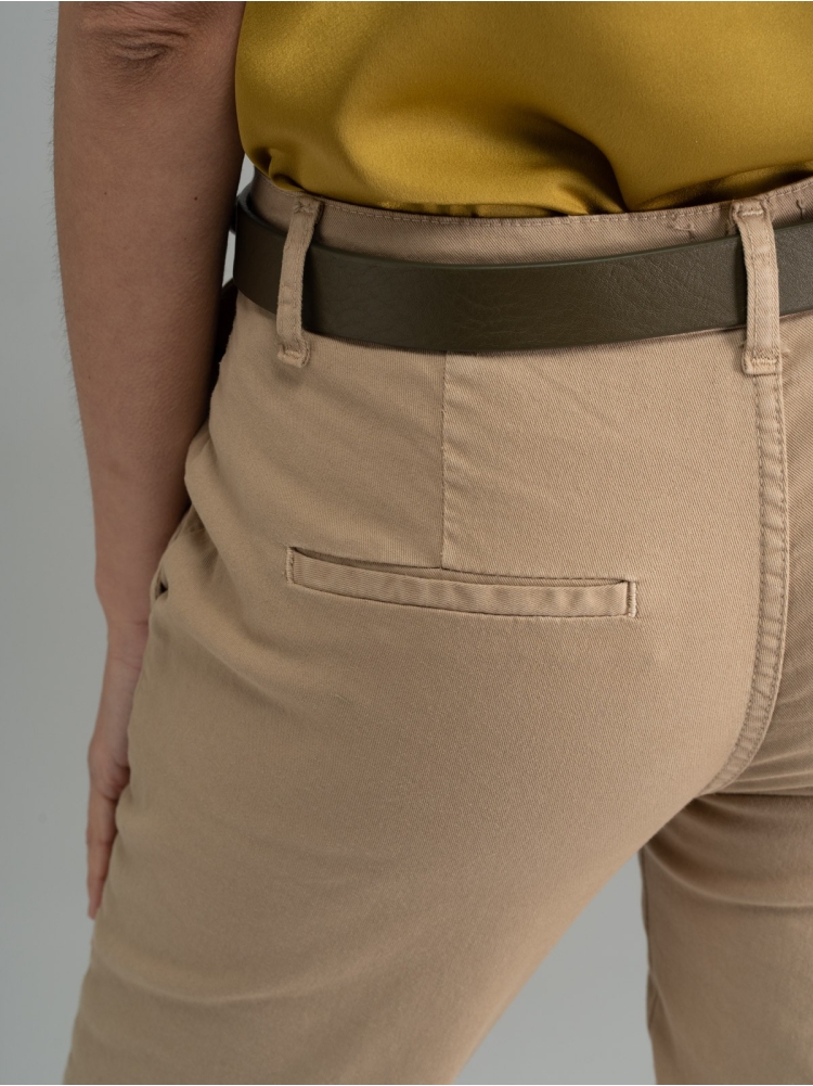 Pantalone donna chino cotone stretch sabbia