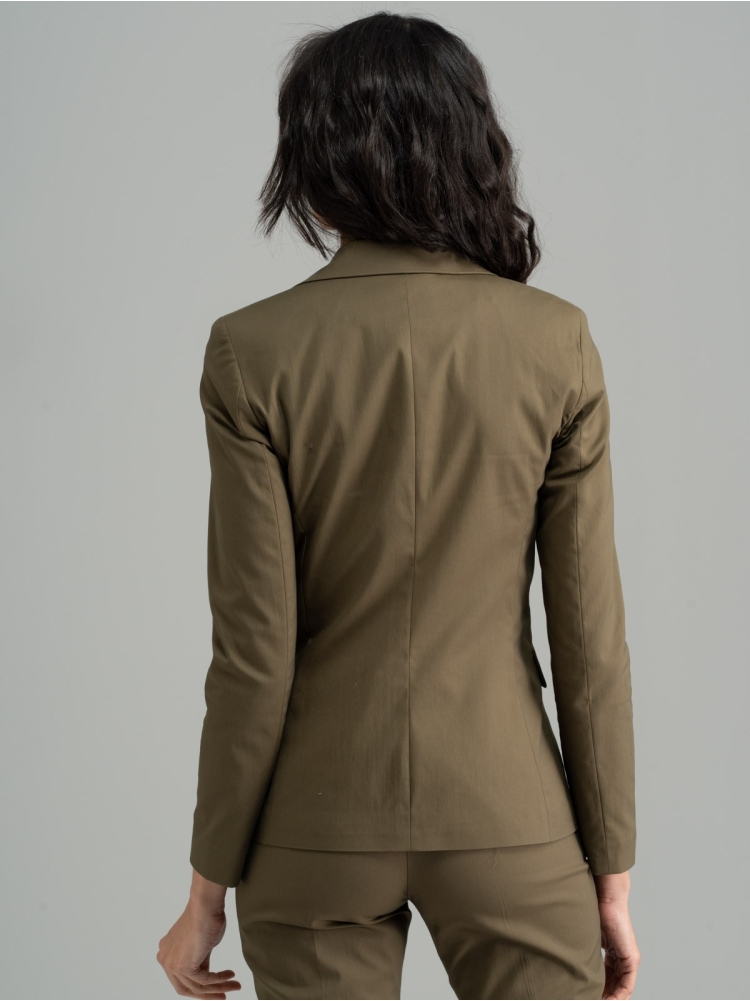 Giacca donna verde militare sciancrata un bottone