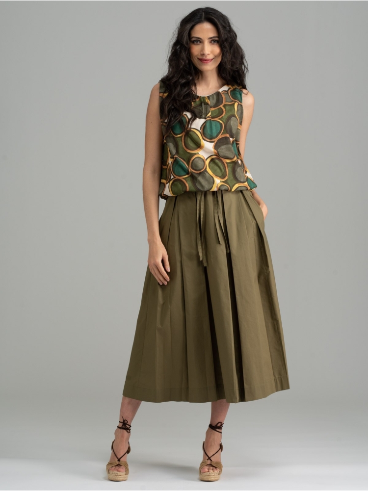 Camicia donna smanicata nei toni del verde