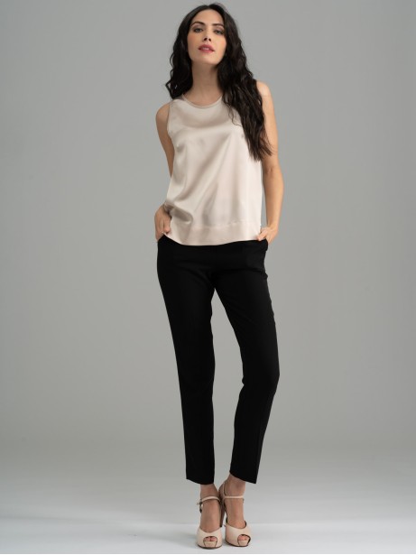 Camicia donna smanicata tinta unita 2