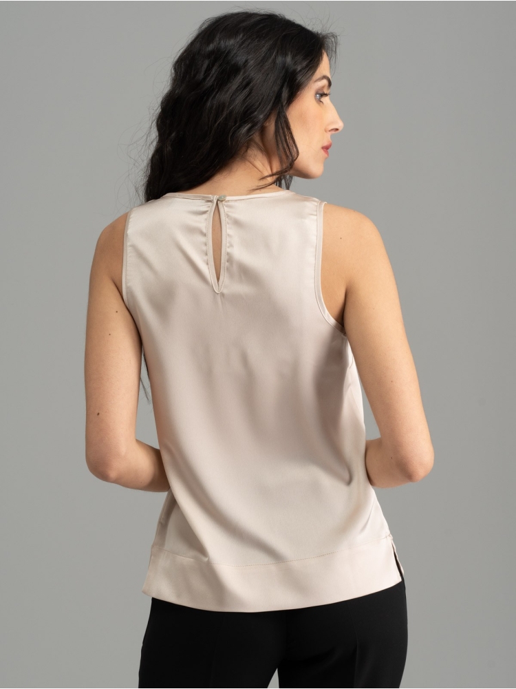 Camicia donna smanicata tinta unita