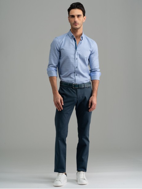 Camicia uomo azzurra armaturata collo button down