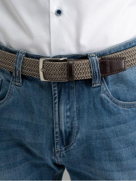 Cintura uomo elastico melange con finali in pelle 2