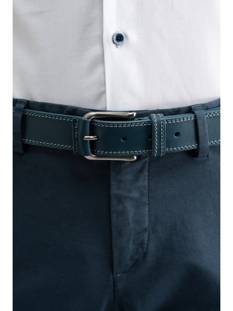 Cintura uomo in pelle con impunture a contrasto 2