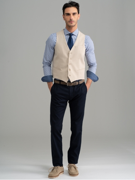 Gilet uomo in tessuto Punto Milano sabbia 2