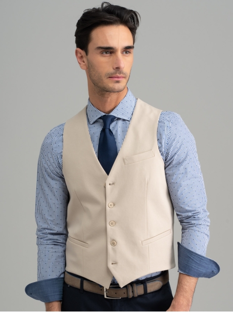 Gilet uomo in tessuto Punto Milano sabbia
